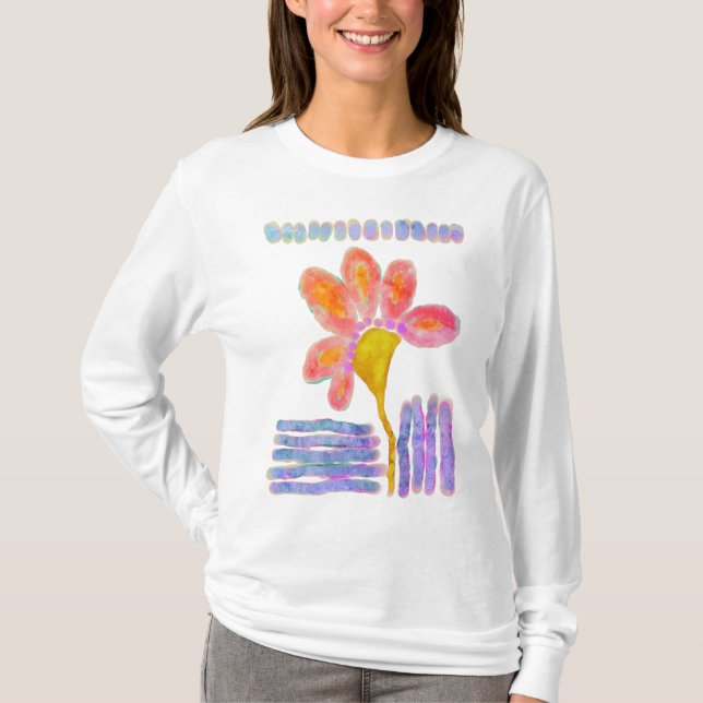 Farbige Abstrakte Blume Wearable Art T-Shirt (Vorderseite)