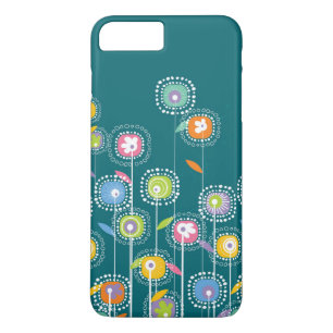 Farbige abstrakte Blumen Blaugrüner Hintergrund Case-Mate iPhone Hülle