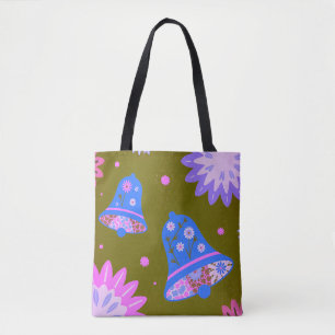 Farbige abstrakte Blumen-Tasche in Lila und Blau