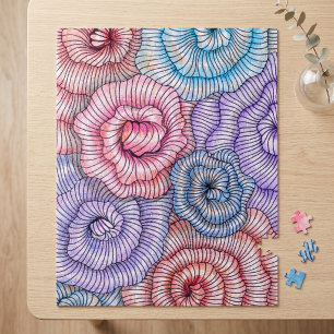Farbige abstrakte Blumenlinie Kunst-Swirbel-Muster Puzzle