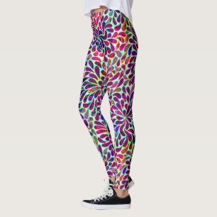 Farbige Abstrakte Blütendach Leggings
