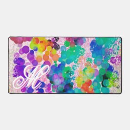Farbige Abstrakte Bokeh-Pink-Monogramm für sie Schreibtischunterlage