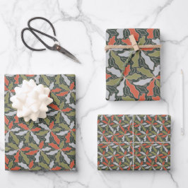 Farbige abstrakte Botanik Geschenkpapier Set