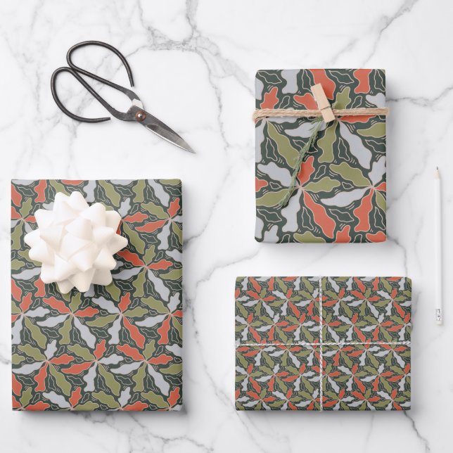 Farbige abstrakte Botanik  Geschenkpapier Set (Vorderseite)