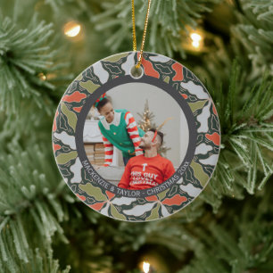 Farbige abstrakte botanische Foto-Weihnachten Keramik Ornament