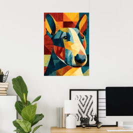 Farbige abstrakte Bull Terrier geometrische Poster