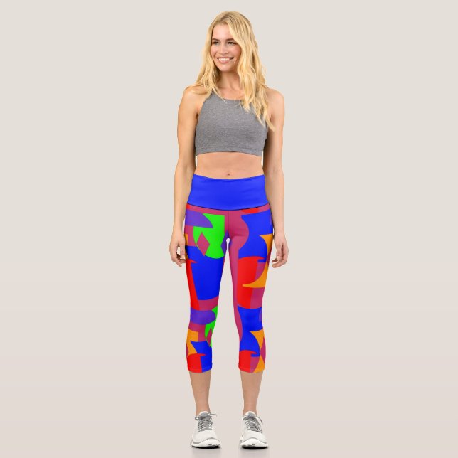 Farbige Abstrakte Capri-Leggings - kühne Frauen Capri Leggings (Vorderseite)