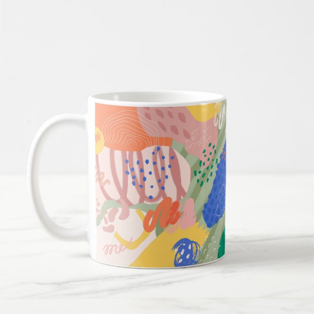 Farbige Abstrakte Collage Cutout Formen Tasse (Links)