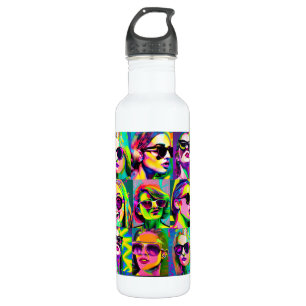 Farbige abstrakte digitale Kunst   Frauen mit Sonn Edelstahlflasche