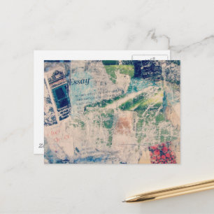 Farbige abstrakte Essay-Mixed-Media-Collage Postkarte