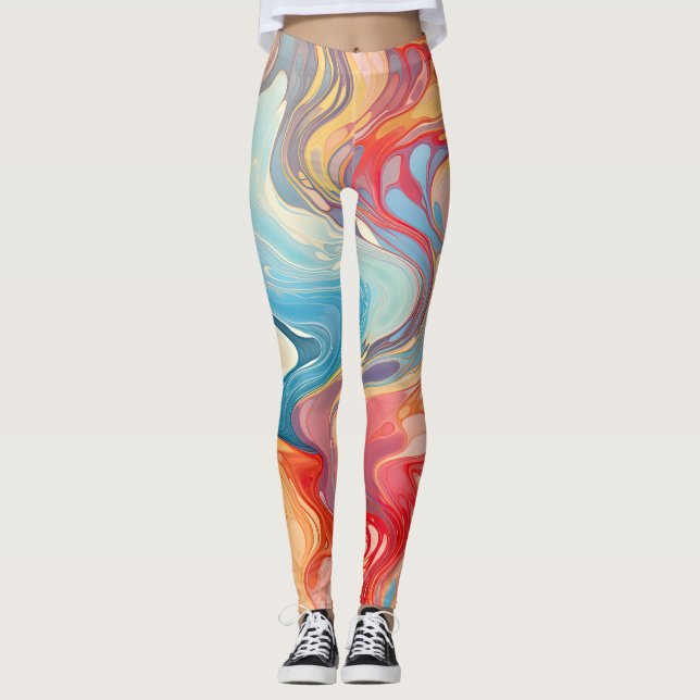 Farbige abstrakte Fantasie Leggings (Vorderseite)
