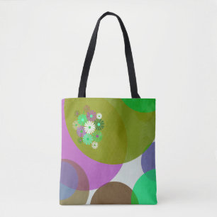 Farbige abstrakte florale Kreise Tote Bag