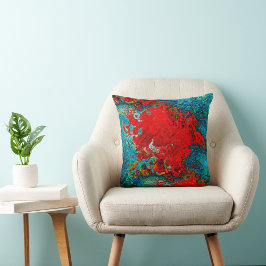 Farbige Abstrakte Fluid Art Design Reds & Grays Kissen