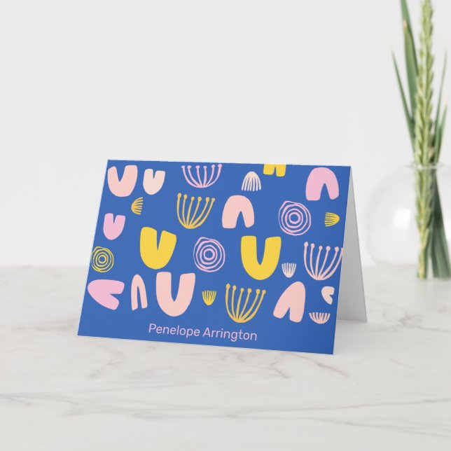 Farbige Abstrakte Formen Collage Design in Blau (Vorderseite)