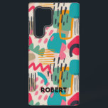 Farbige abstrakte Formen Grunge Muster Samsung Galaxy Hülle<br><div class="desc">Farbenfrohe Formen und Wirble Linienmuster mit weißem Hintergrund. Optionales Monogramm.</div>