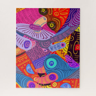 Farbige Abstrakte Formen, Kreise, Linien und Punkt Puzzle