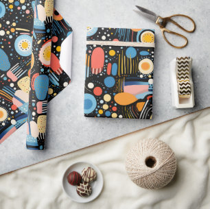 Farbige abstrakte Formen und Punkte nahtlos Geschenkpapier