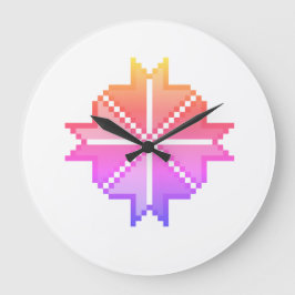 Farbige abstrakte geometrische Blume Zweifarben-Le Große Wanduhr