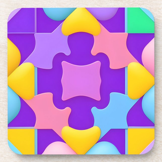 Farbige Abstrakte geometrische Muster Getränkeuntersetzer (Vorderseite)