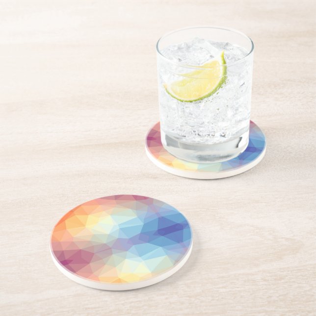 Farbige abstrakte geometrische Regenbogen Getränkeuntersetzer (Seite)