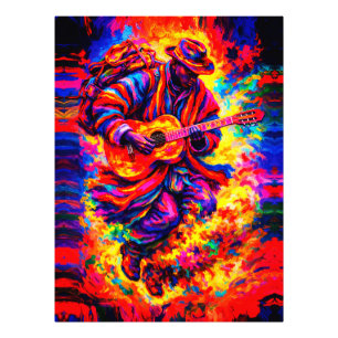 Farbige abstrakte Gitarrenspieler-Duo-Impasto Fotodruck