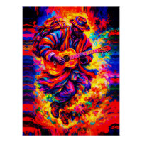 Farbige abstrakte Gitarrenspieler-Duo-Impasto