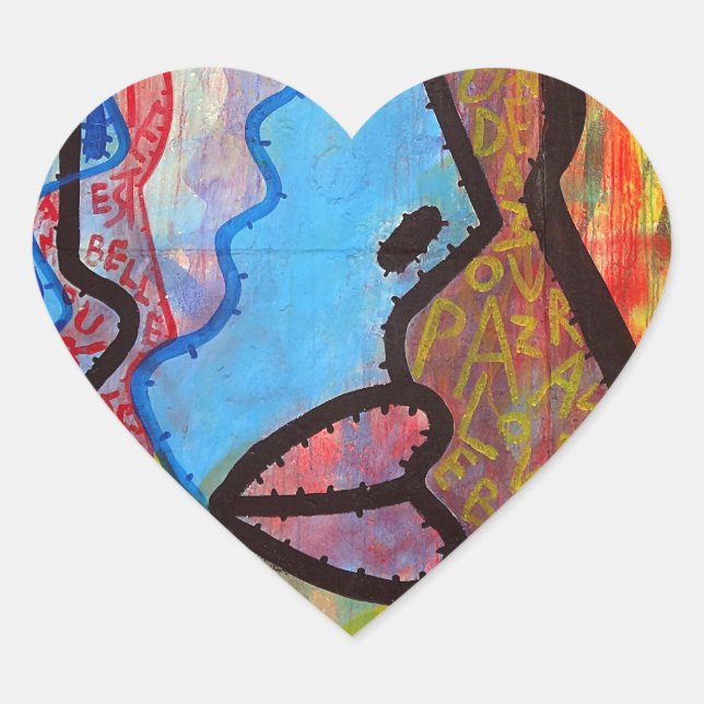 Farbige Abstrakte Graffiti Herz-Aufkleber (Vorderseite)
