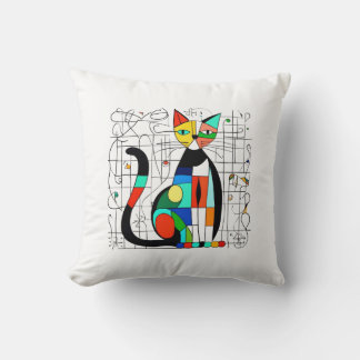 Farbige Abstrakte Katze Kunst Kubist Kubismus Kissen