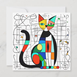 Farbige Abstrakte Katze Kunst Kubist Kubismus Save The Date