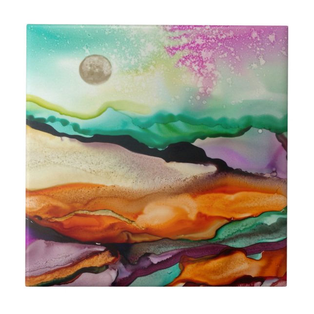 Farbige Abstrakte Keramik Tile Fliese (Vorderseite)