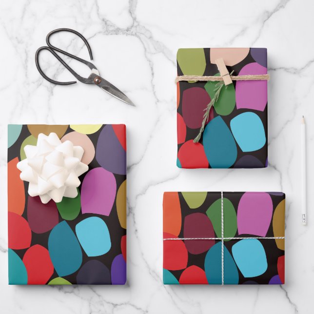Farbige Abstrakte Kreise Geschenkpapier Set (Vorderseite)