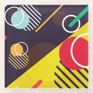 Farbige Abstrakte Kreise und Linien Glasuntersetzer