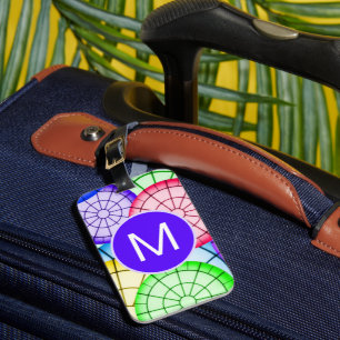 Farbige abstrakte Kreismuster-Monogramm Gepäckanhänger