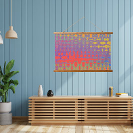 Farbige abstrakte Kunst große Hängeländer Wandteppich Mit Holzrahmen