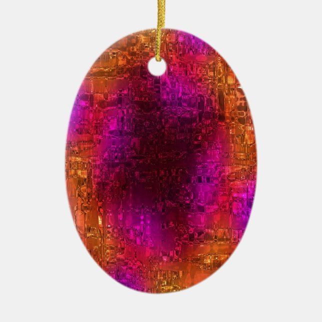 Farbige Abstrakte Kunst, Lila orange rosa Keramikornament (Vorne)