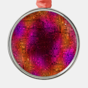 Farbige Abstrakte Kunst, Lila orange rosa Silbernes Ornament