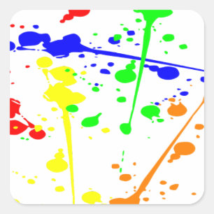 Farbige abstrakte Kunst mit Farbspritzern Quadratischer Aufkleber