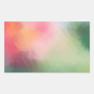 Farbige abstrakte Kunst Pink Rot Gelb Blau Blanko Rechteckiger Aufkleber