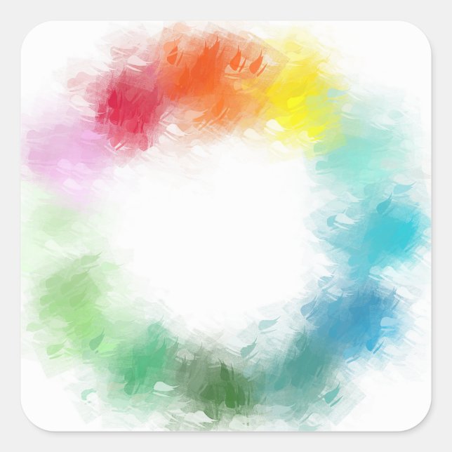 Farbige Abstrakte Kunst Rosa Gelb Orange Blau Quadratischer Aufkleber (Vorderseite)