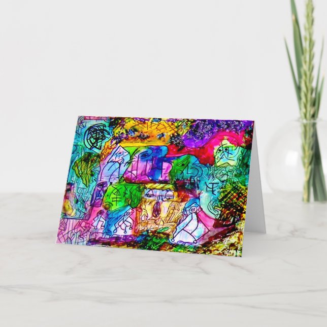 FARBIGE ABSTRAKTE KUNSTLANKKARTE KARTE (Vorderseite)