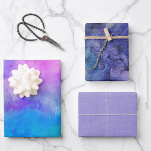 Farbige Abstrakte Künstlerische Wasserfarbenfarbe Geschenkpapier Set