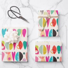 Farbige Abstrakte Liebe Formen Geschenkpapier Set
