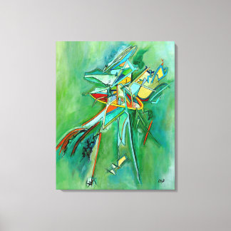 Farbige Abstrakte Linie Frische Art Grün Gelb Leinwanddruck