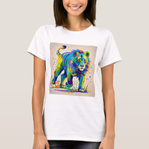 Farbige abstrakte Löwen-Tier-Kunst-Design  T-Shirt