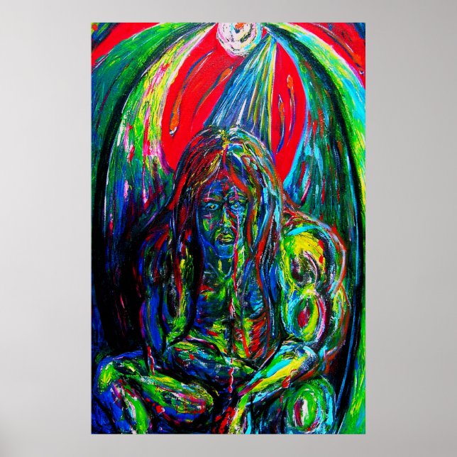 Farbige abstrakte Männer-Ölgemälde-Kunst Poster (Vorne)