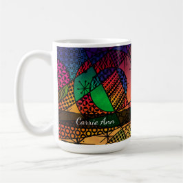 Farbige Abstrakte mit Texturen, Mustern und Namen Kaffeetasse