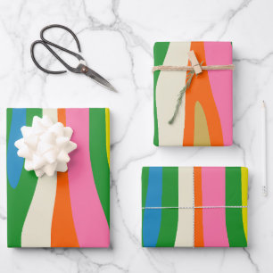Farbige Abstrakte moderne Retro Geschenkpapier Set