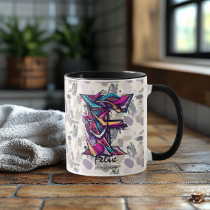 Farbige Abstrakte Monogramm-Tasse - F für Felix Tasse