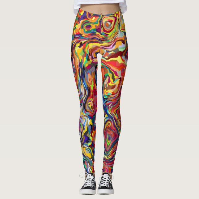 Farbige Abstrakte Muster Leggings (Vorderseite)