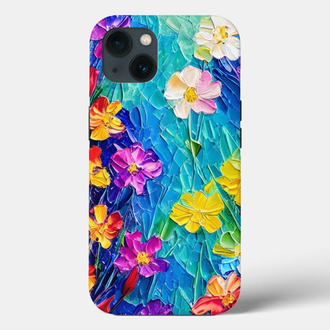 Farbige Abstrakte Ölgemälde von Frühlingsblumen Case-Mate iPhone Hülle (Rückseite)
